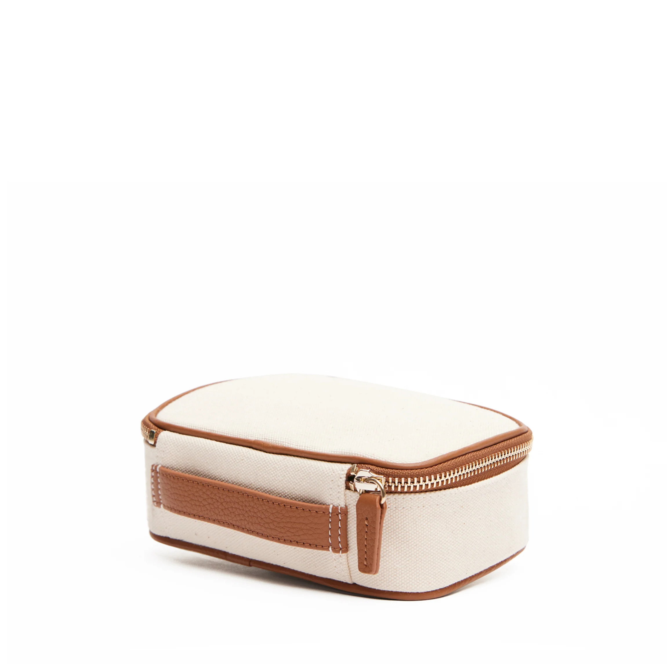 Small Travel Organizer in Canvas Natural Canvas/Saddle Brown - Image 5