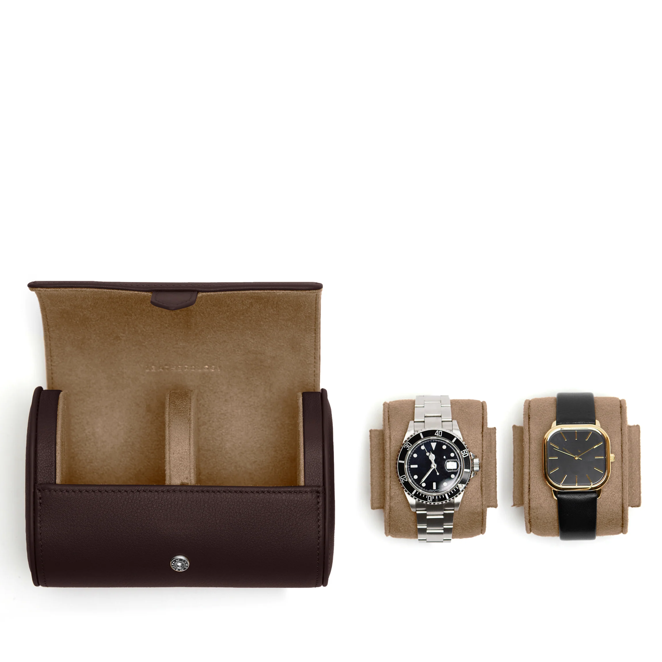 Travel Double Watch Roll Brown - Image 4
