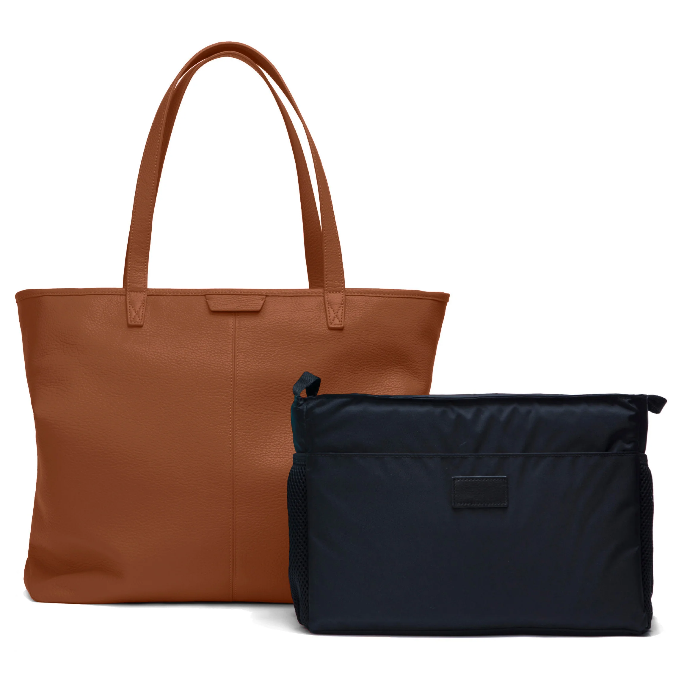 Zippered Downtown Diaper Bag Saddle Brown