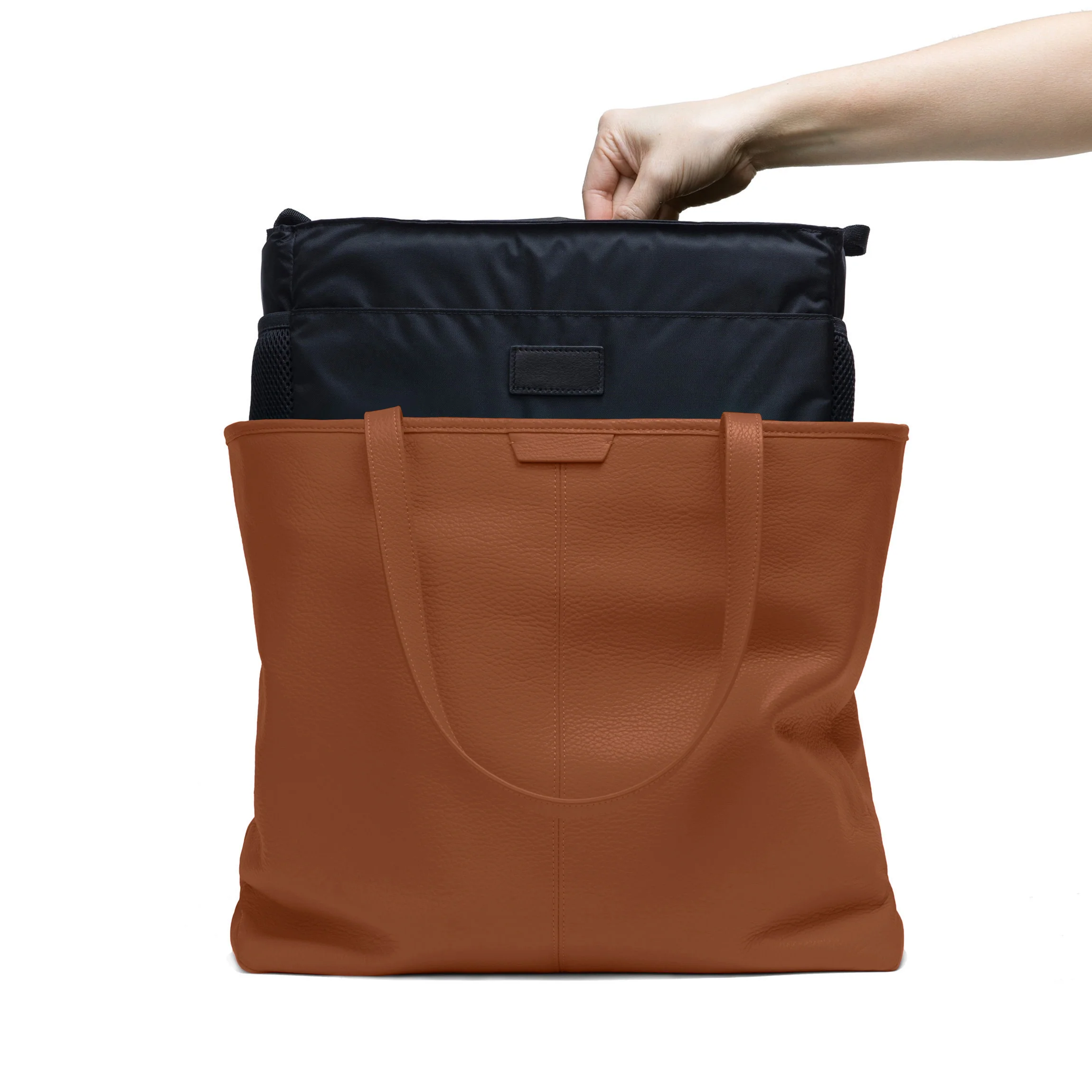 Zippered Downtown Diaper Bag Saddle Brown - Image 2