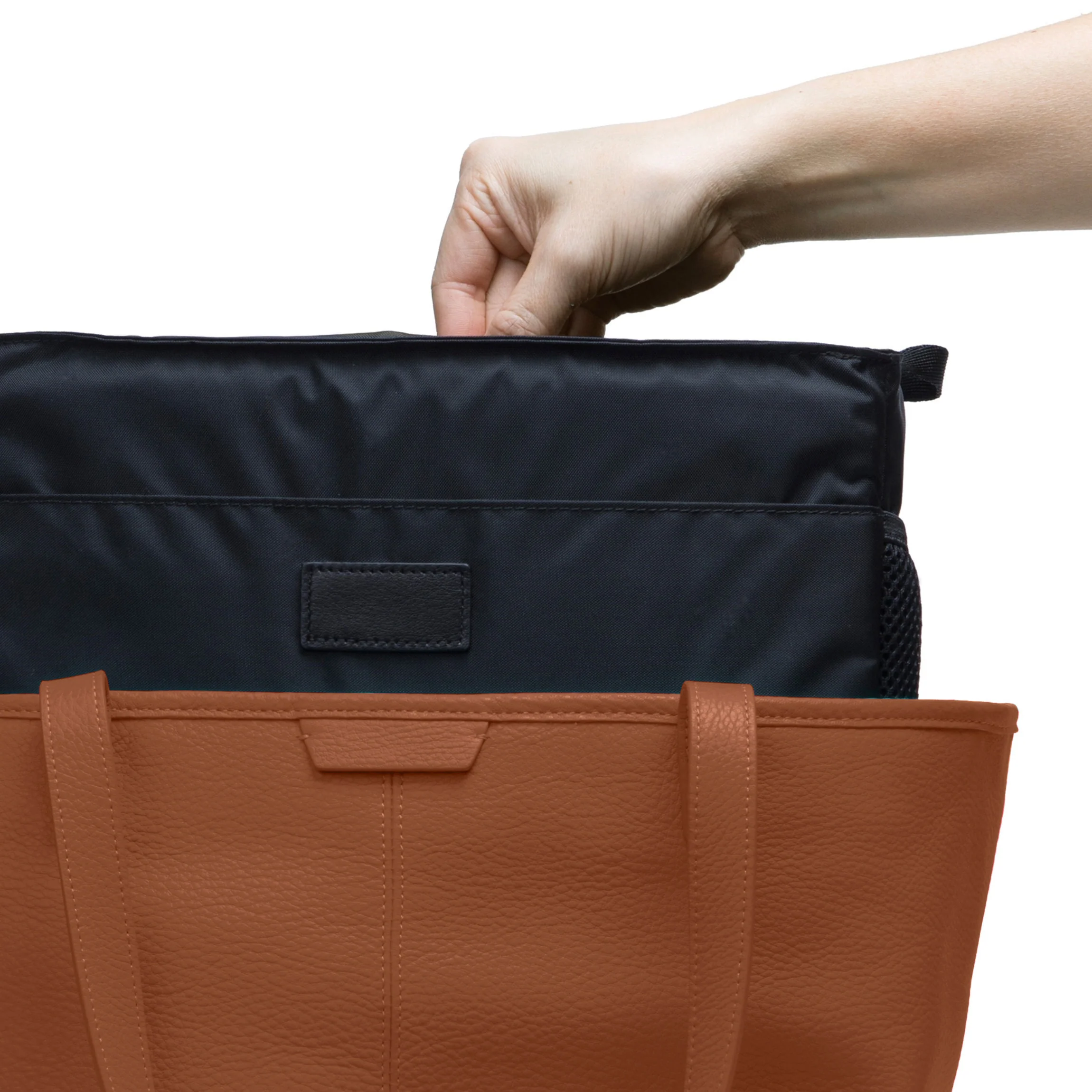 Zippered Downtown Diaper Bag Saddle Brown - Image 3